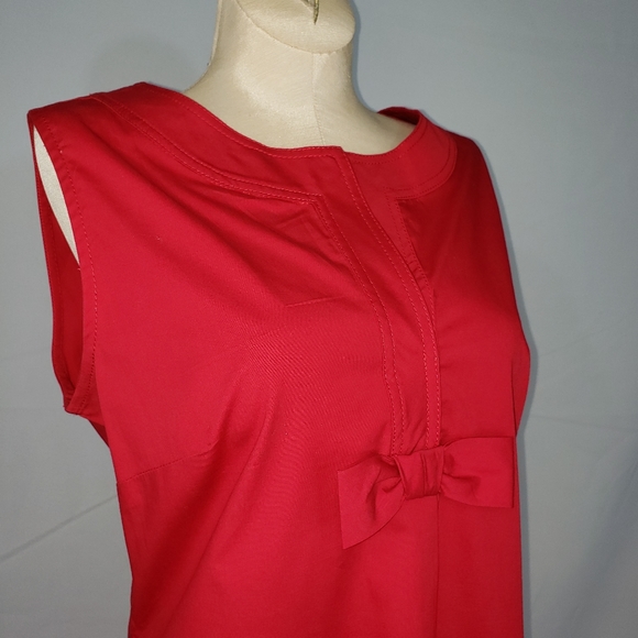 Talbots red cotton bow front dress size 6 - Picture 5 of 7